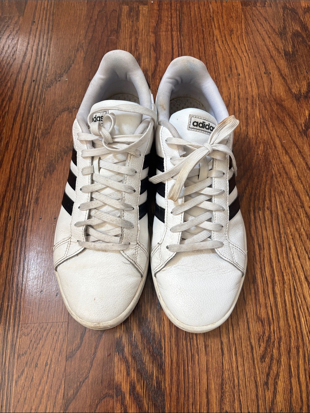 adidas White Sneakers with Black Three Stripes